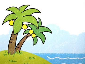 椰子树的身体向大海倾斜