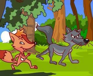 狼和狐狸去野外散步,突然,狼拉着狐狸说:“看,那边有一只兔子
