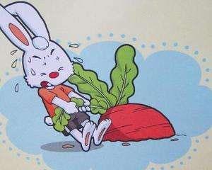 兔子发现胡萝卜比以前甜,特别好吃,知道如何分享的味道很甜